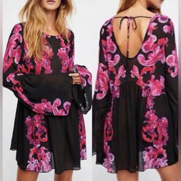 Free People Intimately - Bell Sleeve Swing Dress/Tunic In Black - Picture 7 of 9